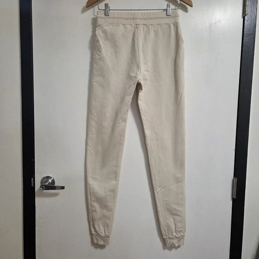 MATE Womens Organic Cotton Jogger Sweatpants Cream Beige Lounge XS Soft